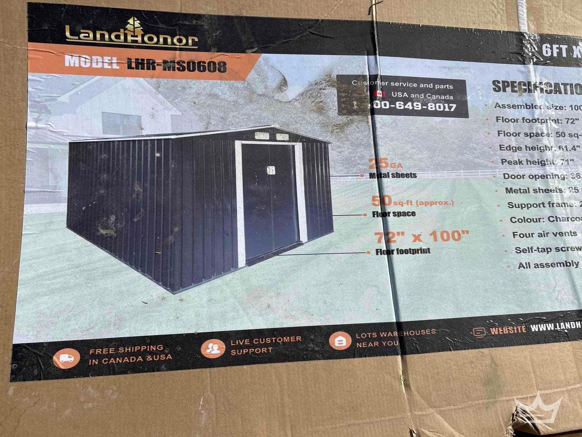 LandHonor LHR-MS0608 Galvanized Apex Roof Metal Shed (A60352)