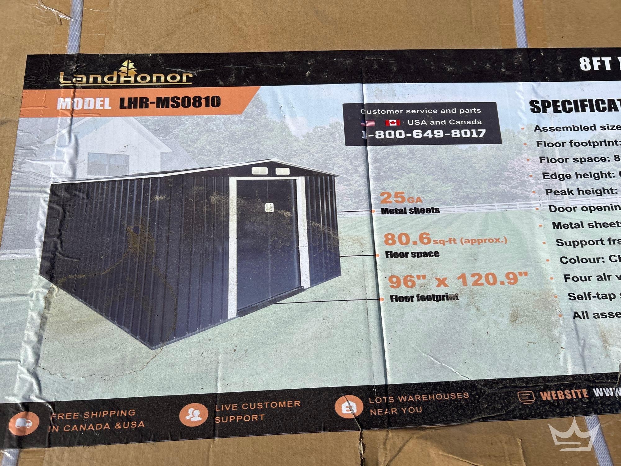 LandHonor LHR-MS0810 Galvanized Apex Roof Metal Shed (A60352)