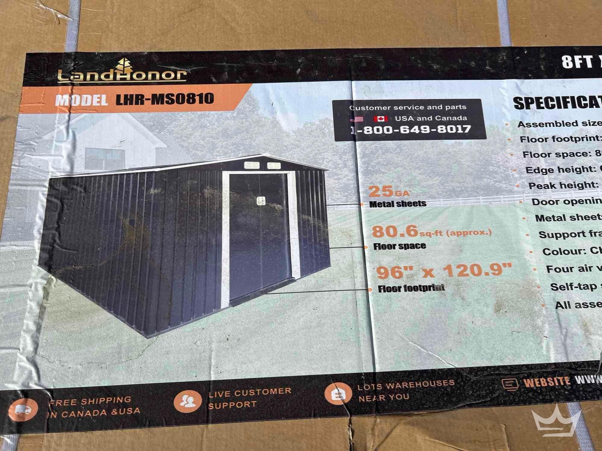 LandHonor LHR-MS0810 Galvanized Apex Roof Metal Shed (A60352)
