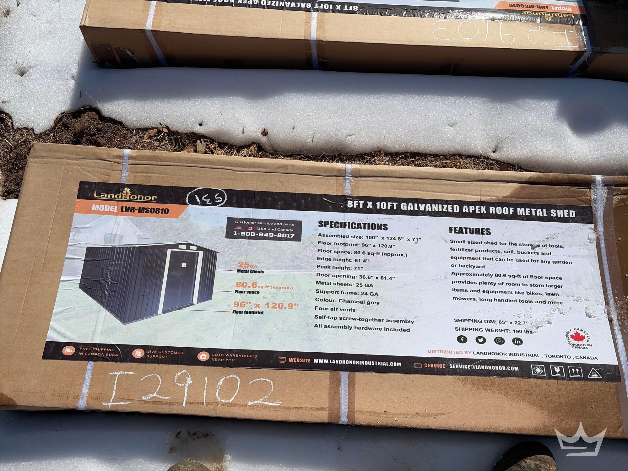 LandHonor LHR-MS0810 8ft X 10ft Galvanized Apex Roof Metal Shed (A60352)