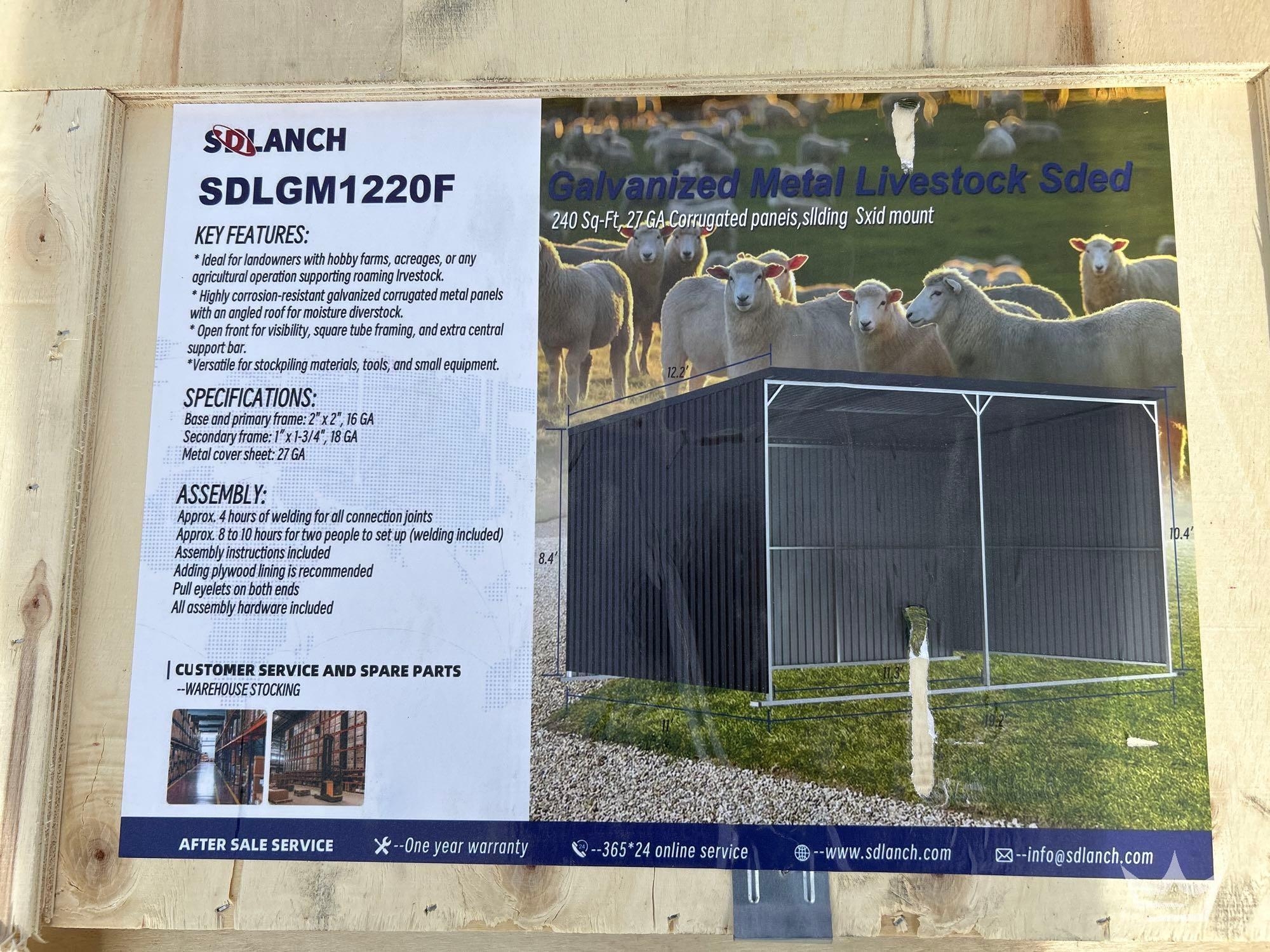 2026 SDLANCH SDLMG1220F Galvanized Metal Livestock Shed (A64194)
