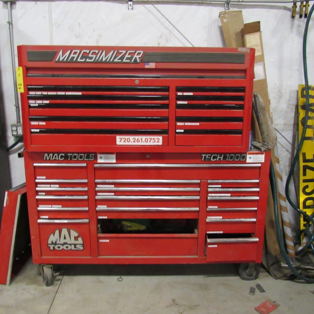 LOT: (2) Piece Mac Tools TRCH 1000 Tool Box w/Contents: Lower Tool Box: 18-Drawers, Upper Tool Box (A59076)