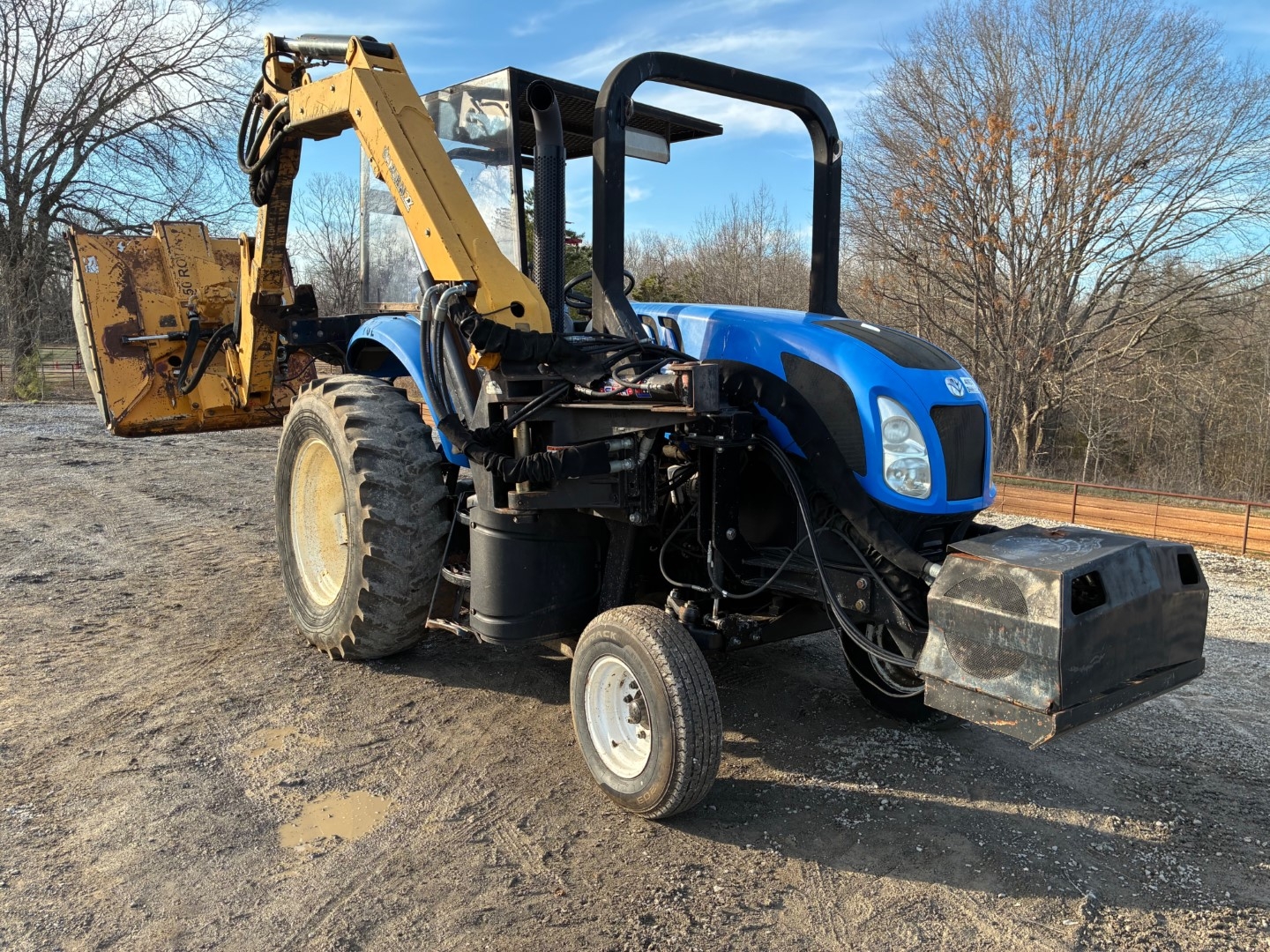2015 New Holland TS6.110 Tractor with Alamo Boom Mower (A64047)