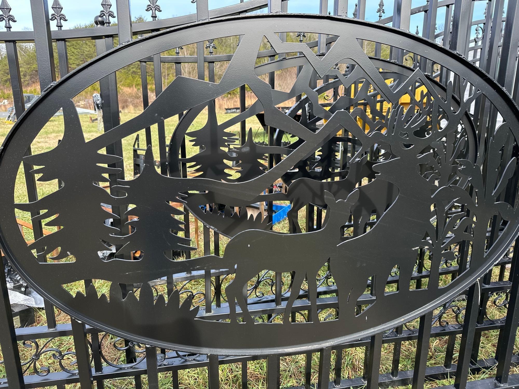 New/Unused 20ft Bi-Parting Iron Gate (Elk Design) (A57453)
