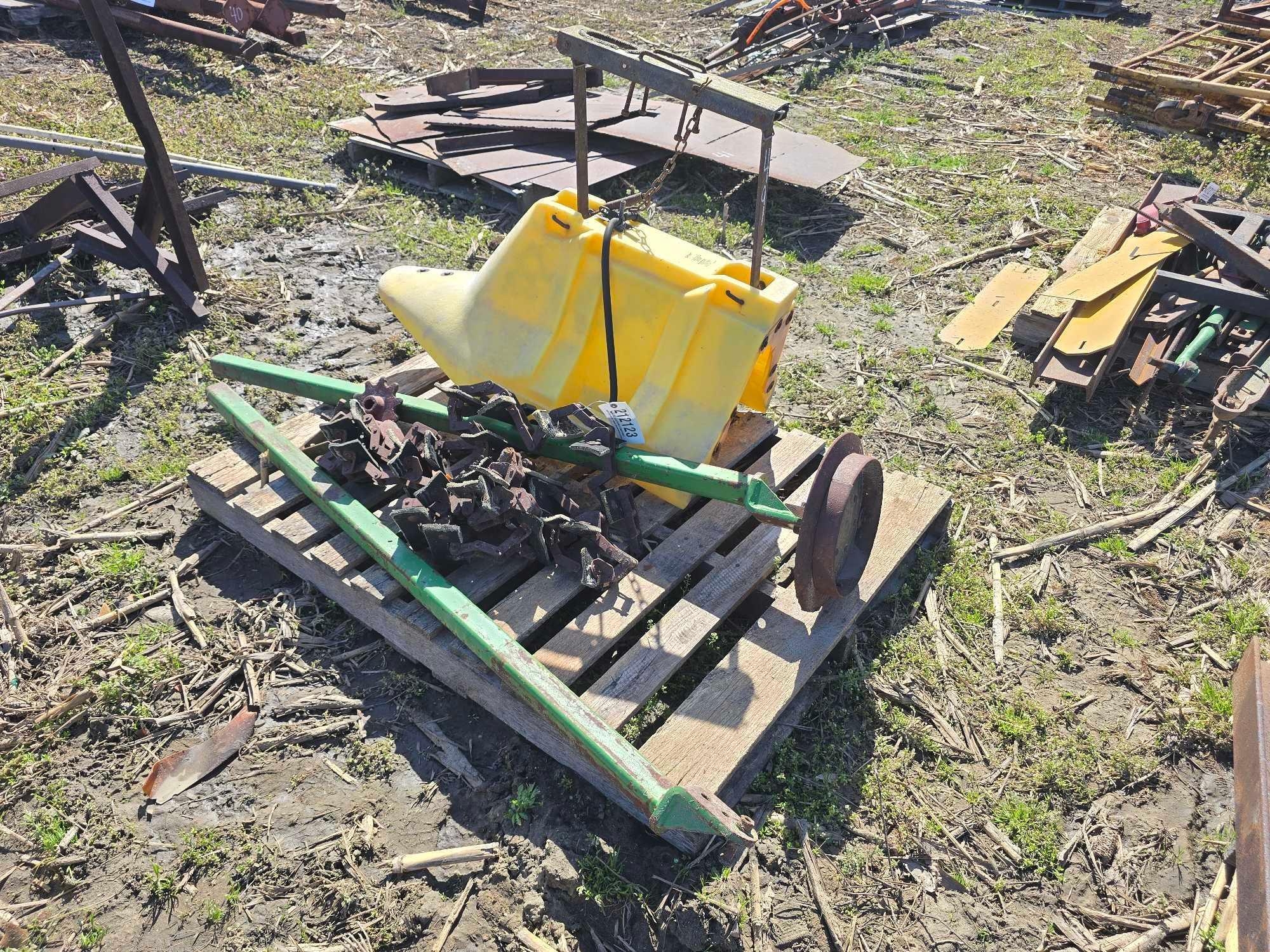 PALLET OF ROW MARKER PARTS AND HOOD (A63291)