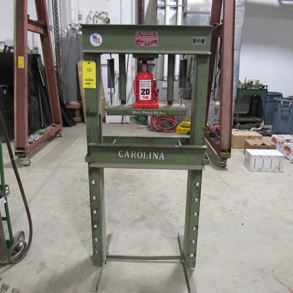Carolina 30-Ton Capacity Shop Press w/Pittsburg 20-Ton Jack, Model CP100, S/N 04020 (A59076)