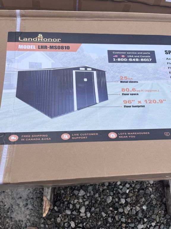 Landhonor 8'x10' Galvanized Apex Metal Shed (A62679)