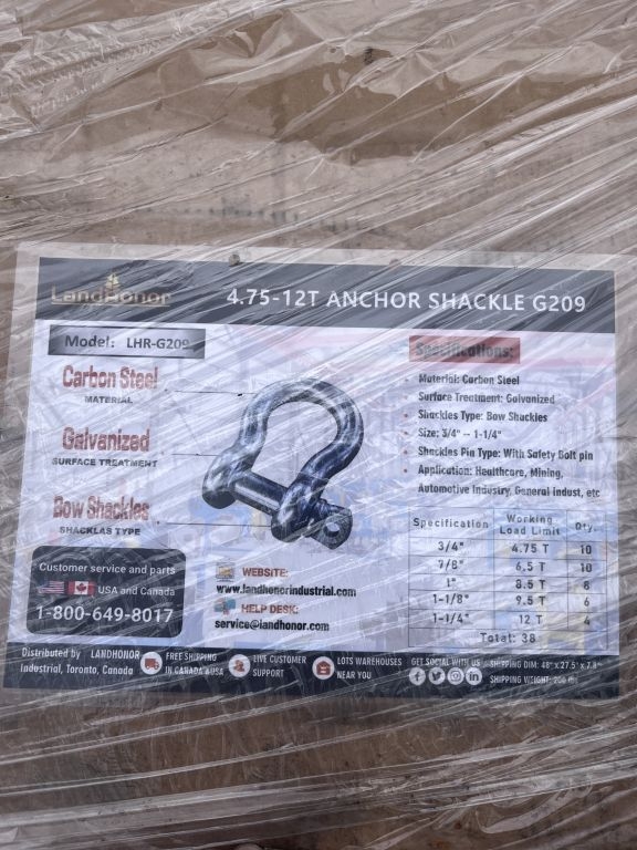 New Carbon Steel 4.75-12T Shackles, 38 Total (A62679)
