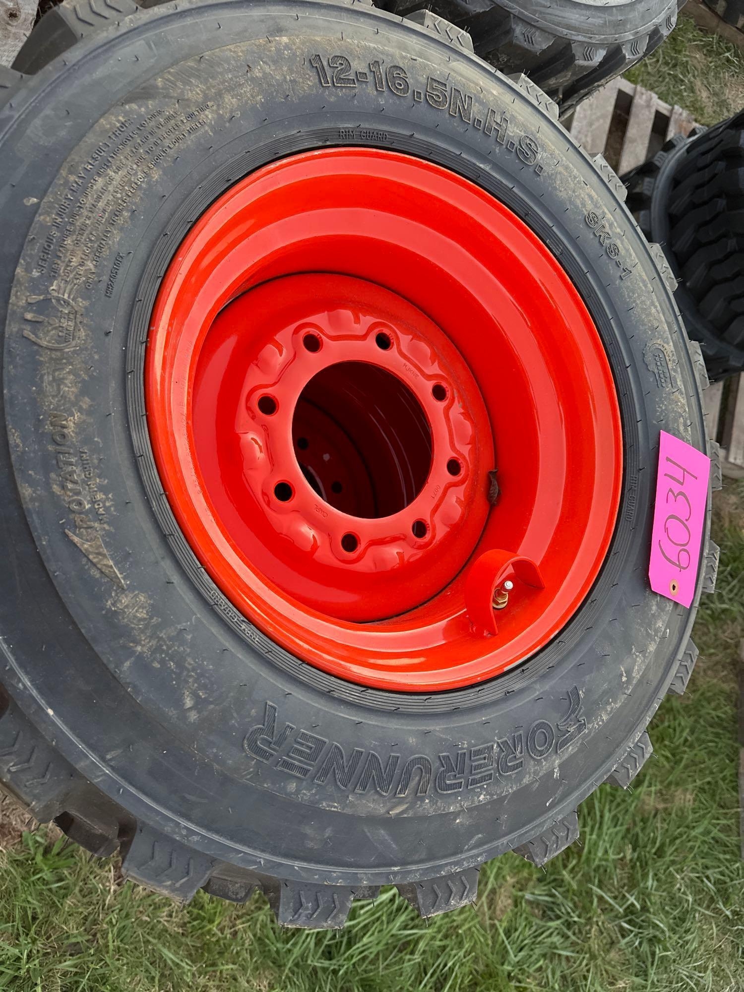(4) UNUSED 12-16.5 Tires on Bobcat Wheels (A47477)