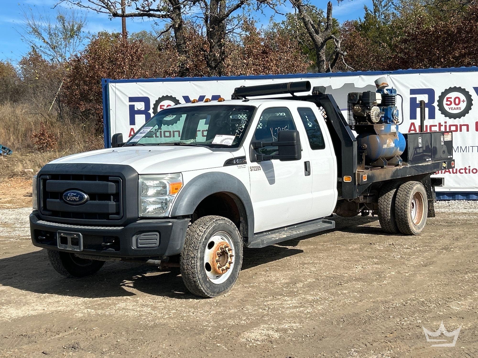 2012 Ford F-550 Ext. Cab Stellar EC3200 1.5 Ton Crane Utility Flatbed Truck (A56858)