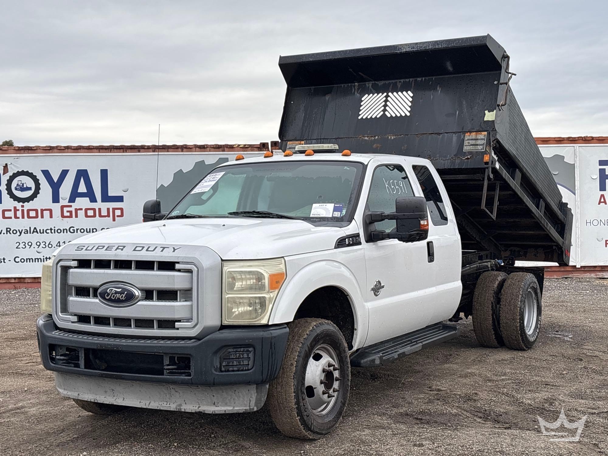 2012 Ford F-350 4x4 Ext. Cab Rugby HR-520 Mason Dump Truck (A56858)