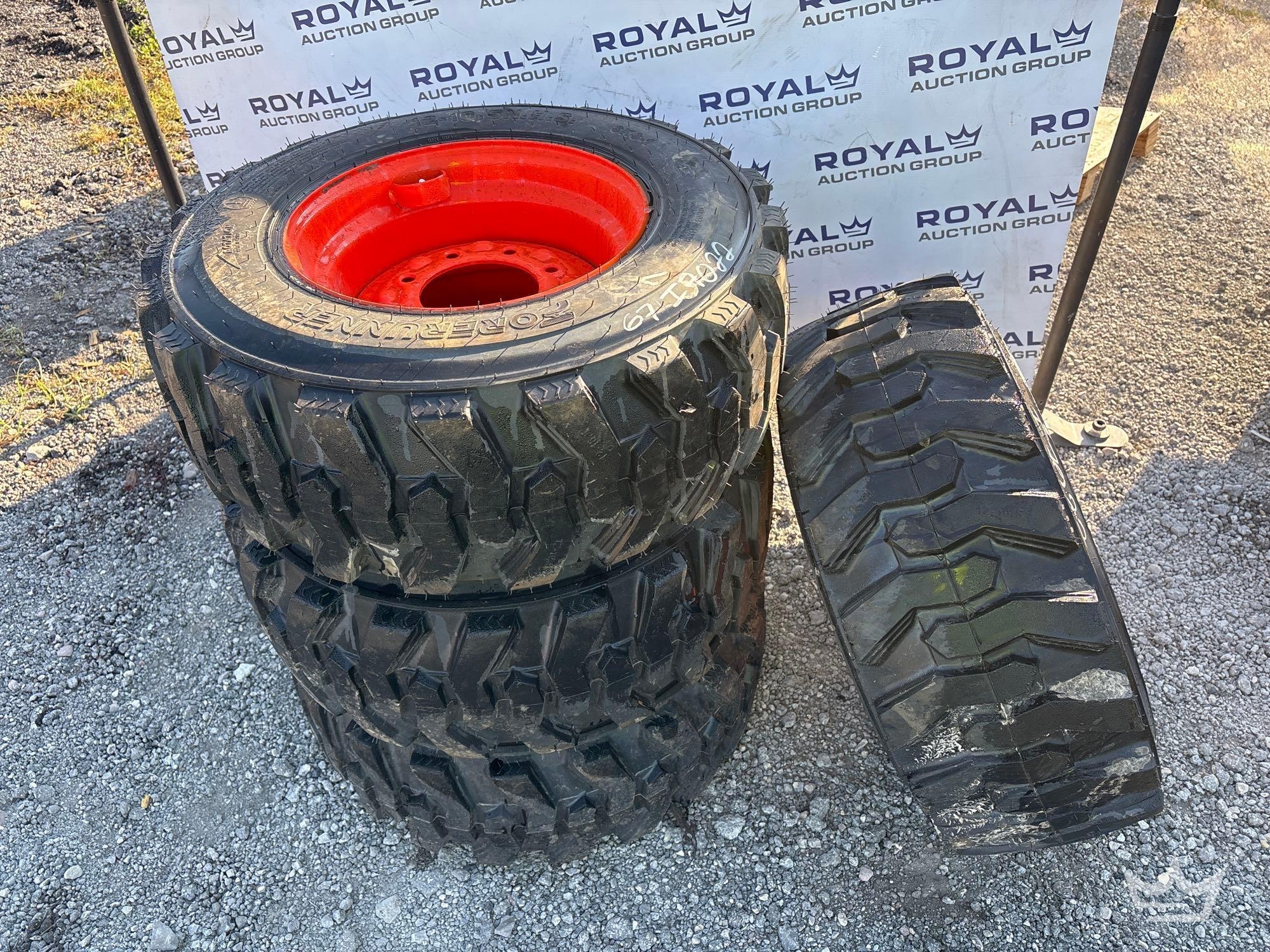 Set of 4 Forerunner 12-16.5N.H.S. Skid Steer Wheels and Tires (A64553)