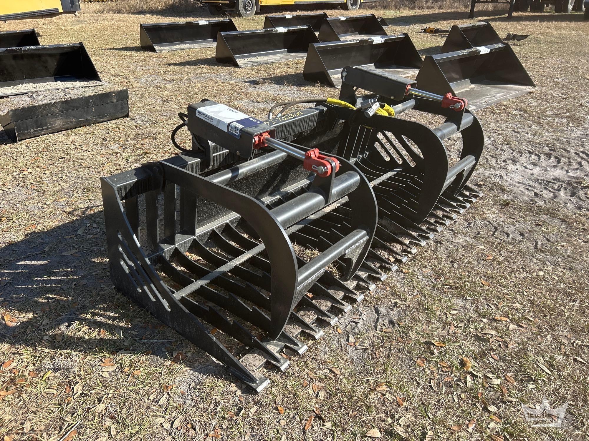 2025 78in. Hydraulic Dual Cylinder Rock Grapple Skid Steer Attachment (A61572)