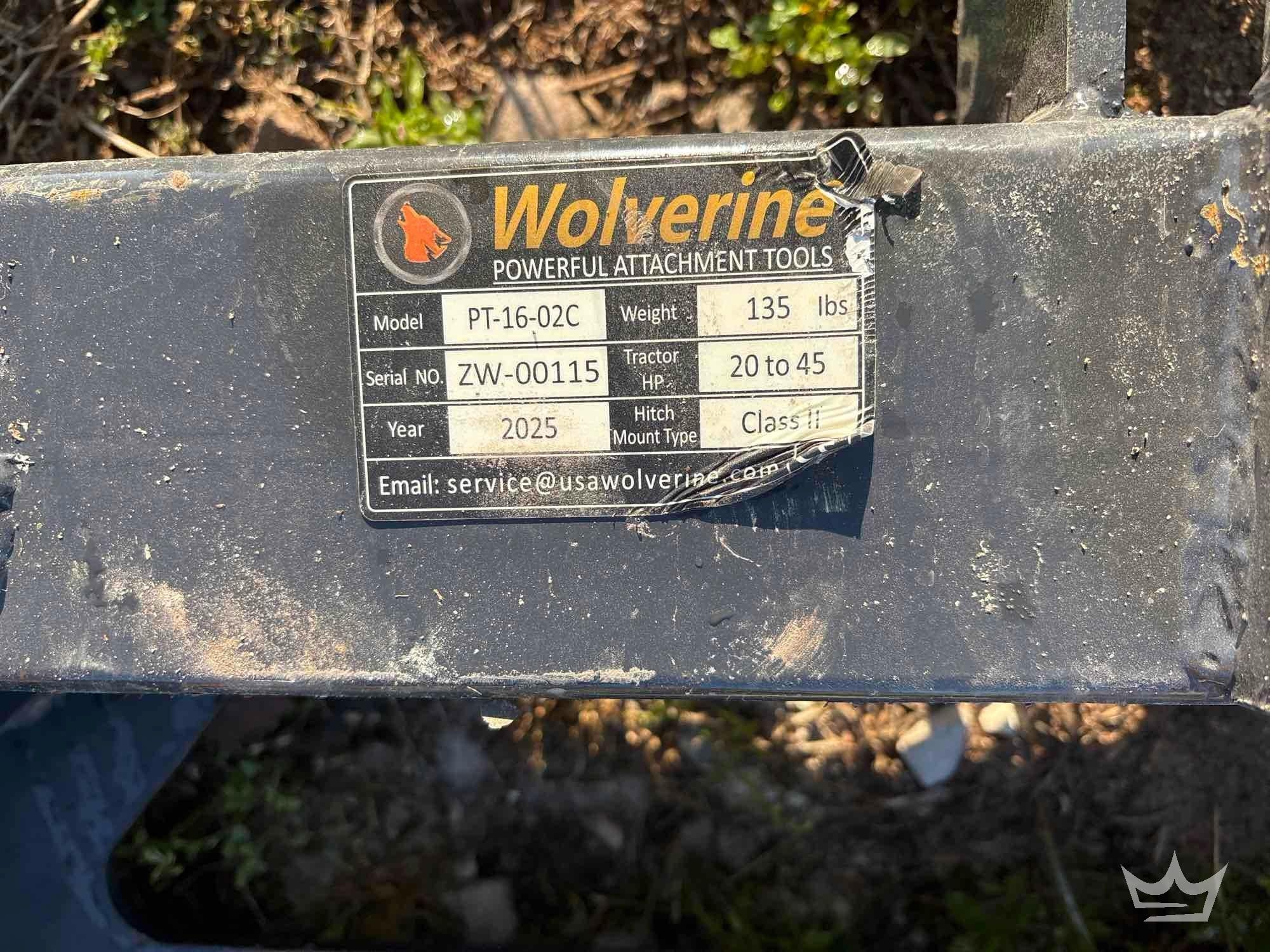 2025 Wolverine PT-16-02C Class 2 Three Point Hitch Skid Steer Attachment (A64553)