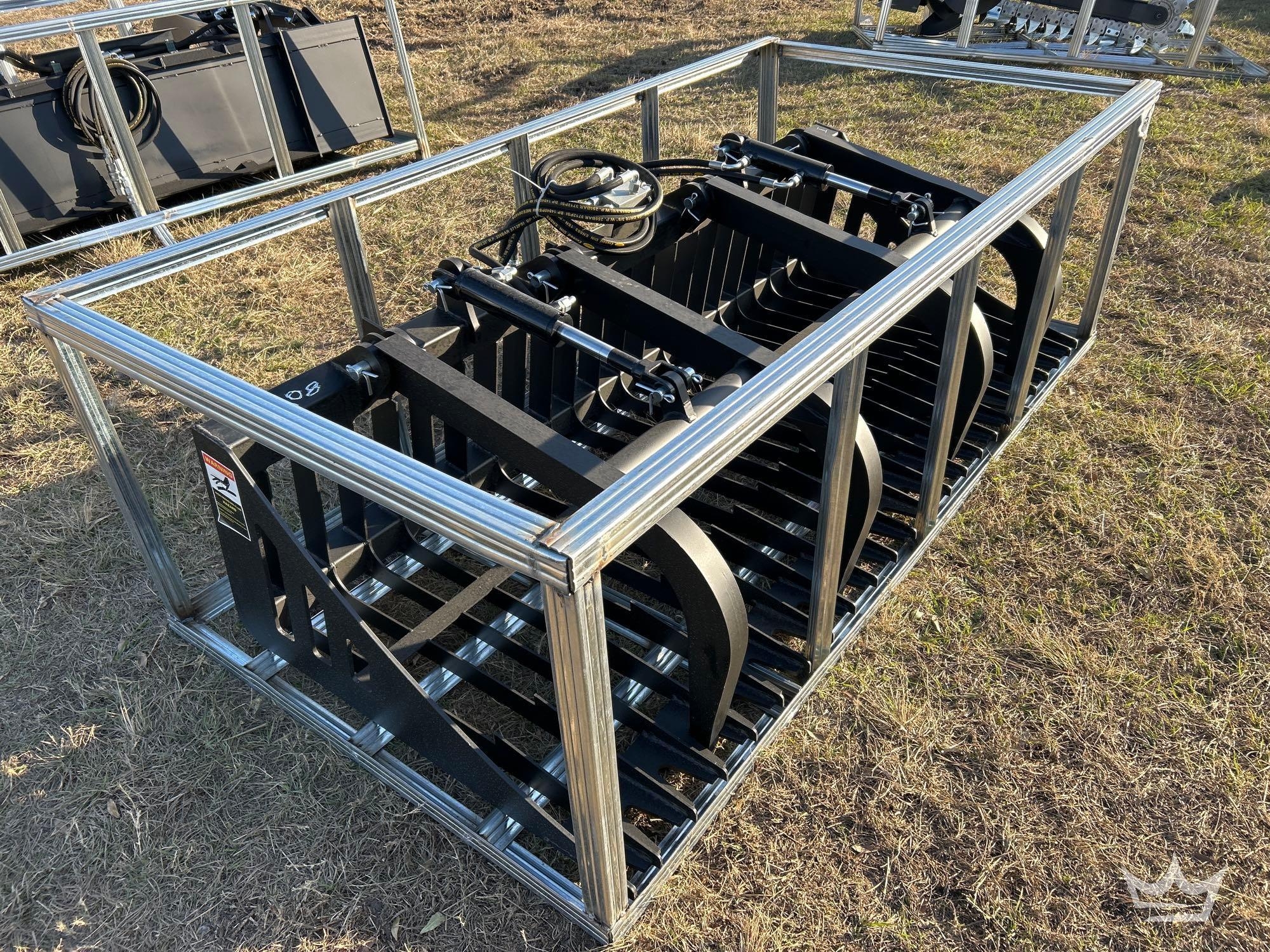 2025 80in. Hydraulic Dual Cylinder Root Grapple Skid Steer Attachment (A61567)