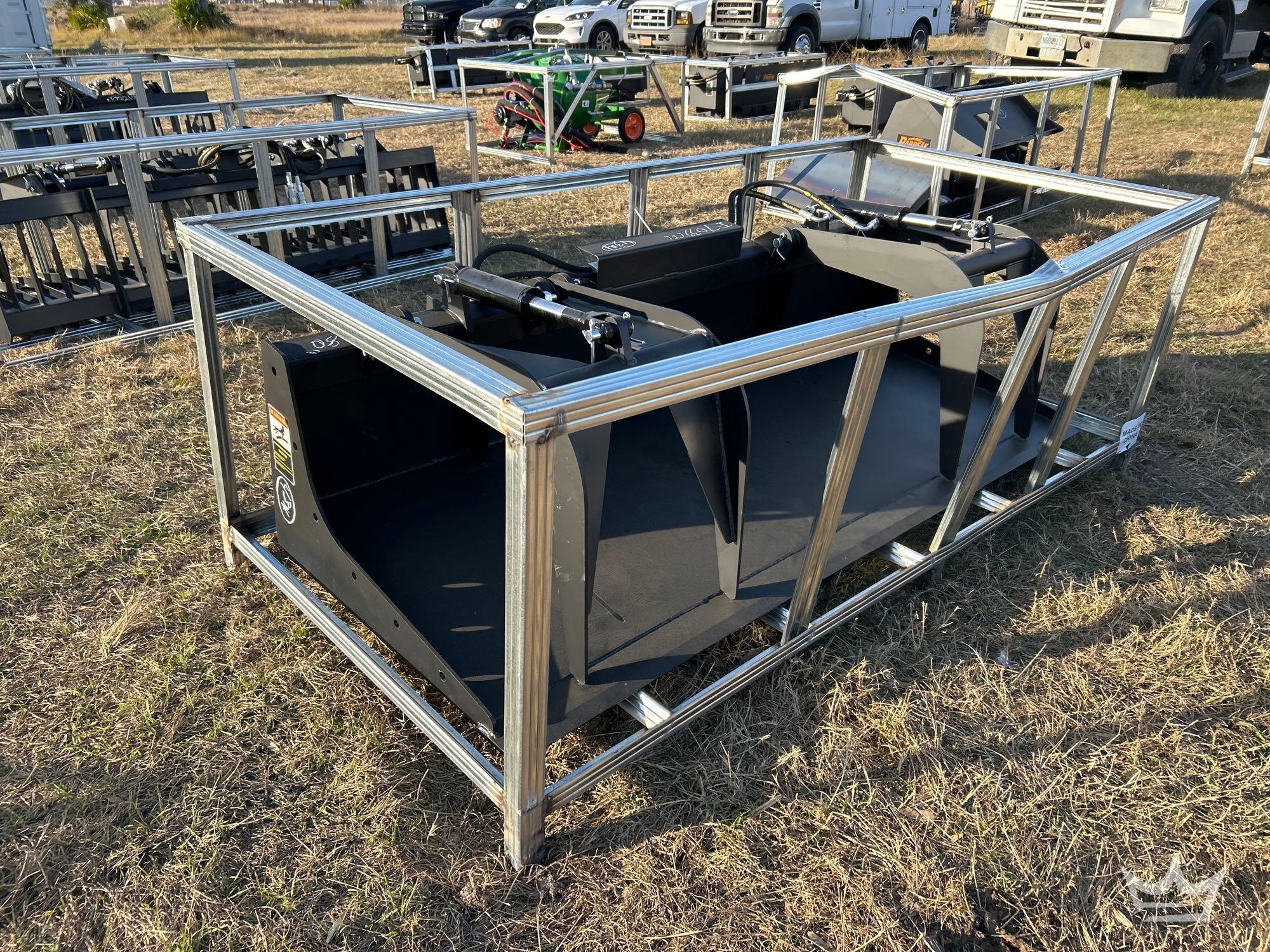 2025 Pabreak 80in. Hydraulic Dual Cylinder Grapple Bucket Skid Steer Attachment (A61567)