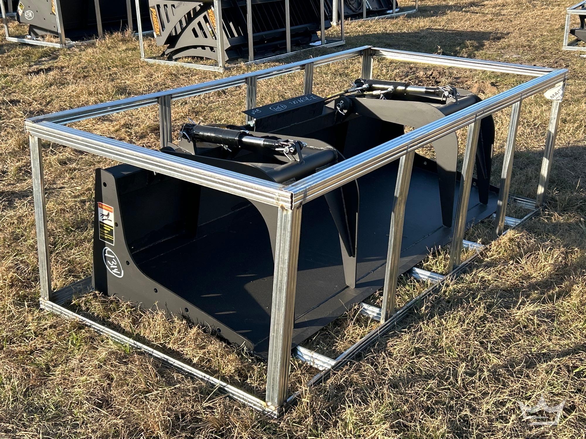 2025 80in. Hydraulic Dual Cylinder Grapple Bucket Skid Steer Attachment (A61567)