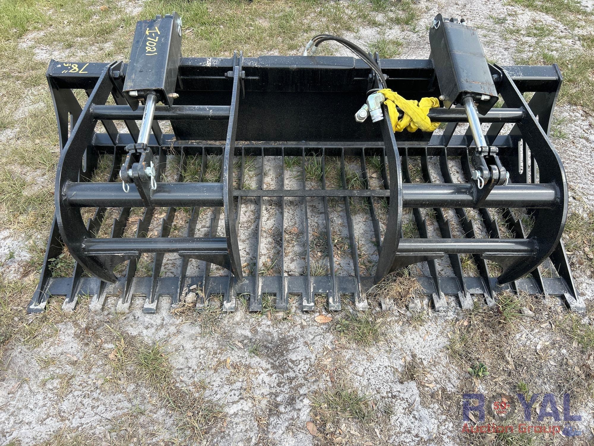 2025 78in Dual Cylinder Grapple Rake Skid Steer Attachment (A49346)