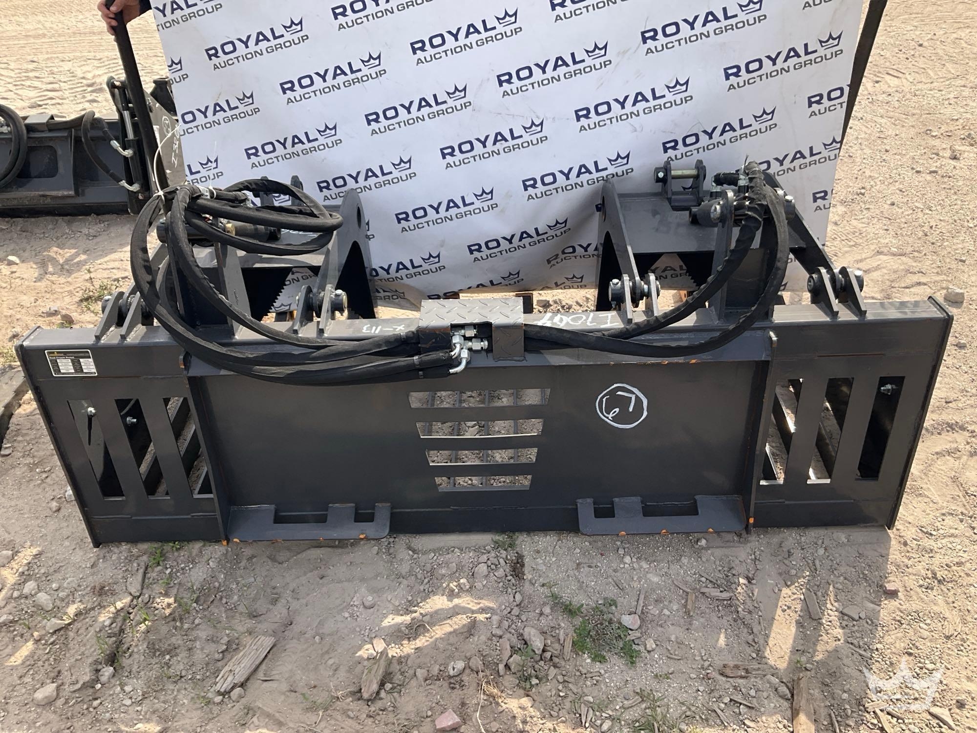 2025 LandHonor RGB-11-72W 72in Hydraulic Dual Cylinder Rock Grapple Bucket Skid Steer Attachment (A64553)