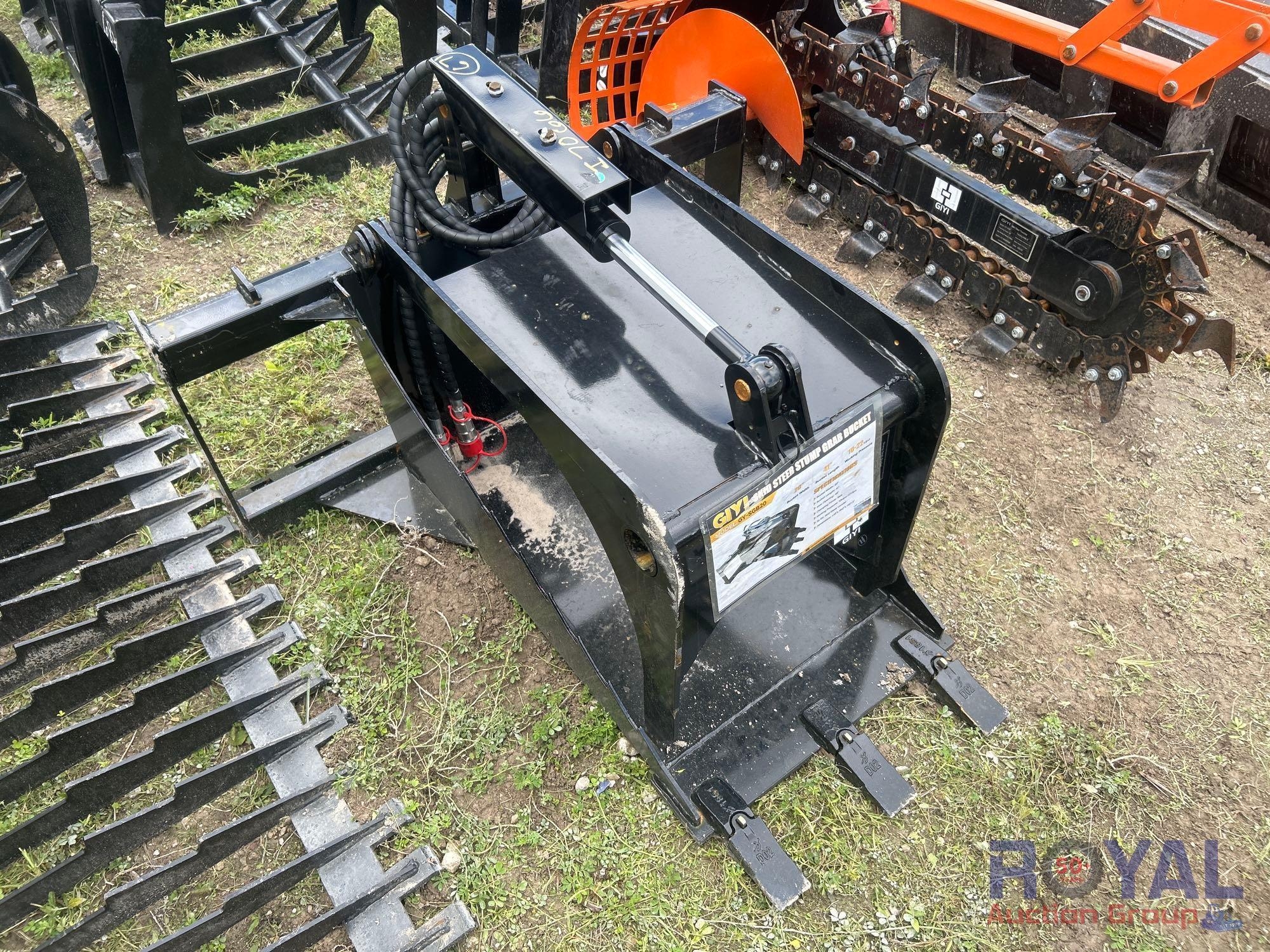 2025 GIYI SGB20 20in Single Cylinder Stump Grapple Bucket Skid Steer Attachment (A53421)