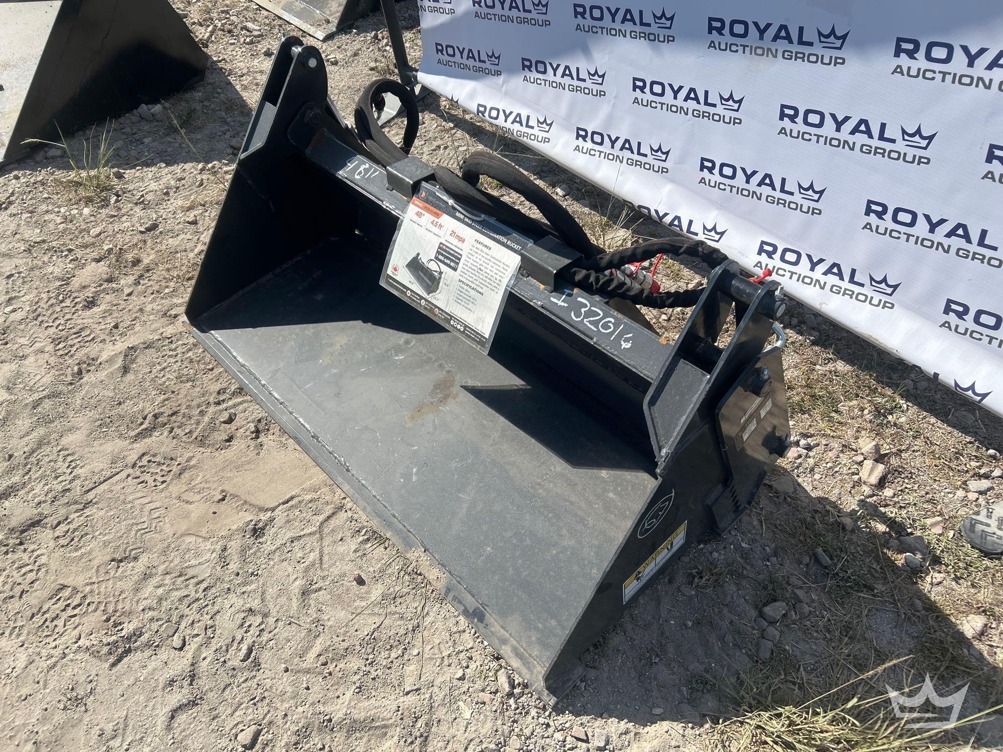 2025 Wolverine MCB-11-48W 48in Hydraulic 4-Way Clamshell Bucket Skid Steer Attachment (A61572)