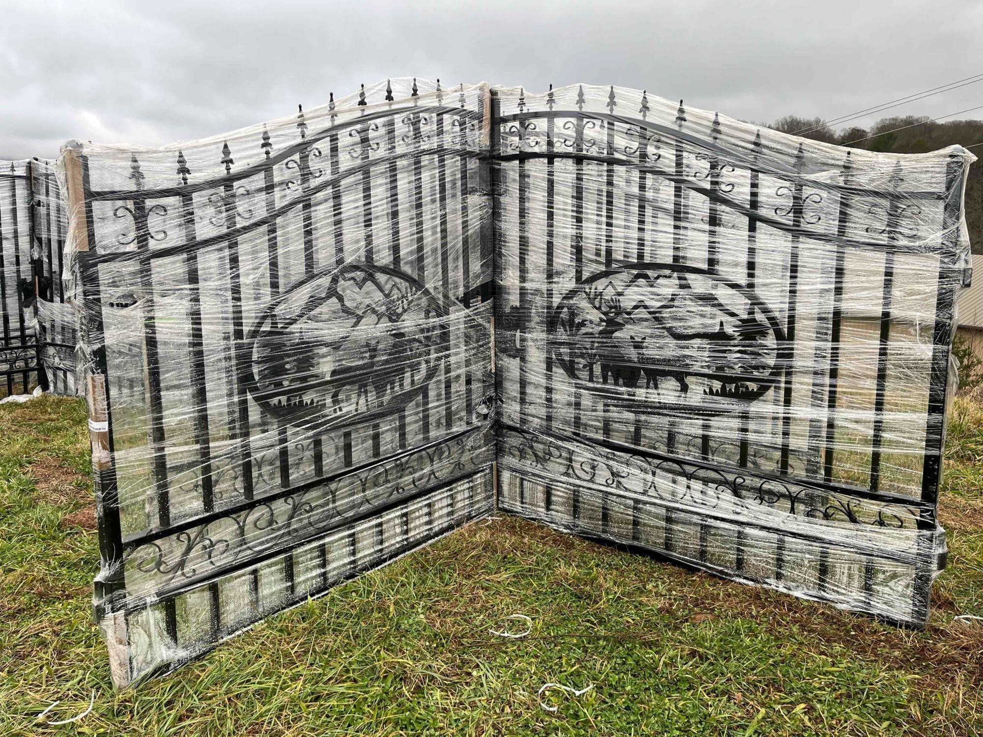 New/Unused 14ft Bi-Parting Iron Gate (Elk Design) (A57454)