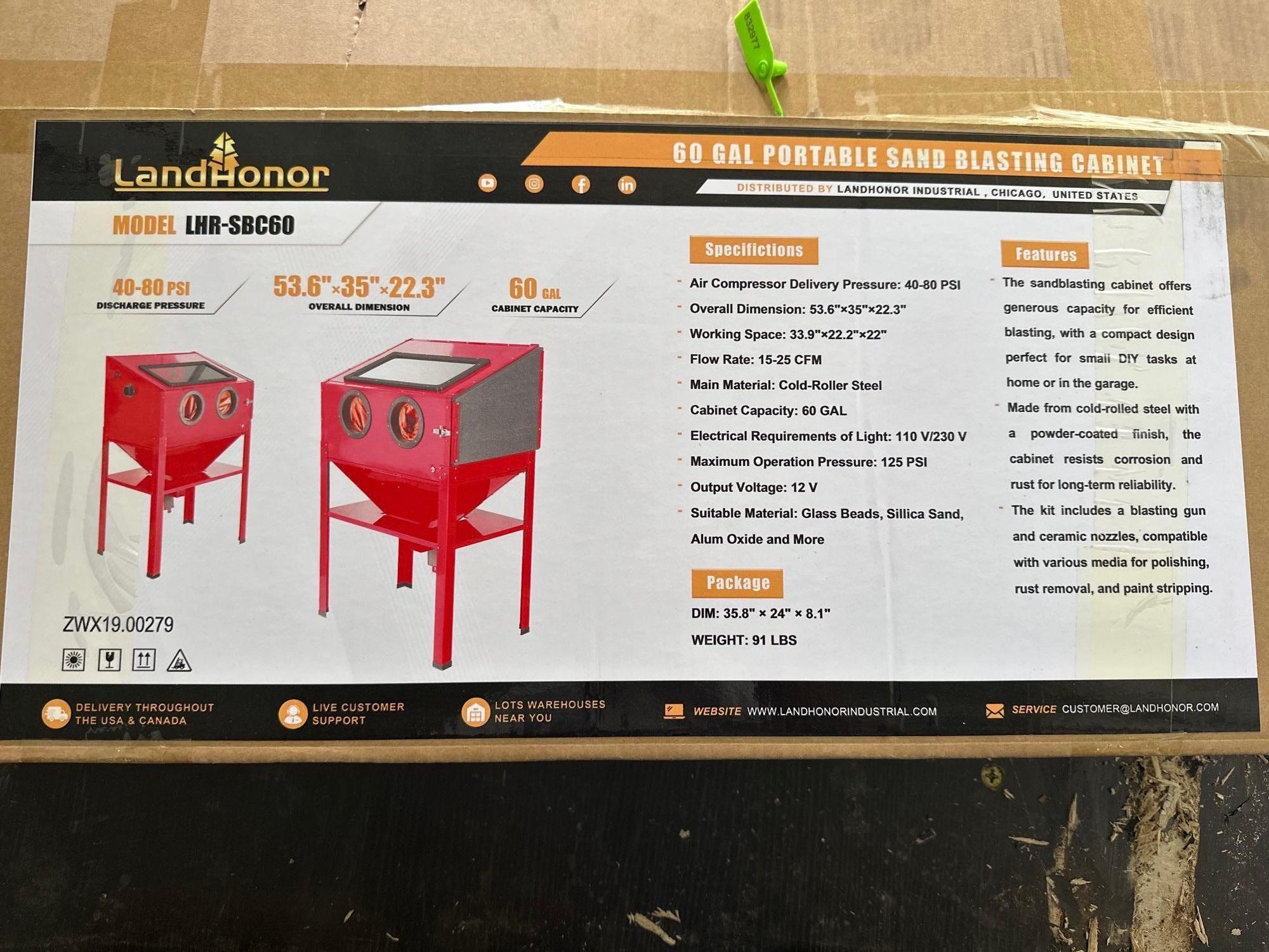 New/Unused Landhonor 60 Gallon Sand Blasting Cabinet (A65583)