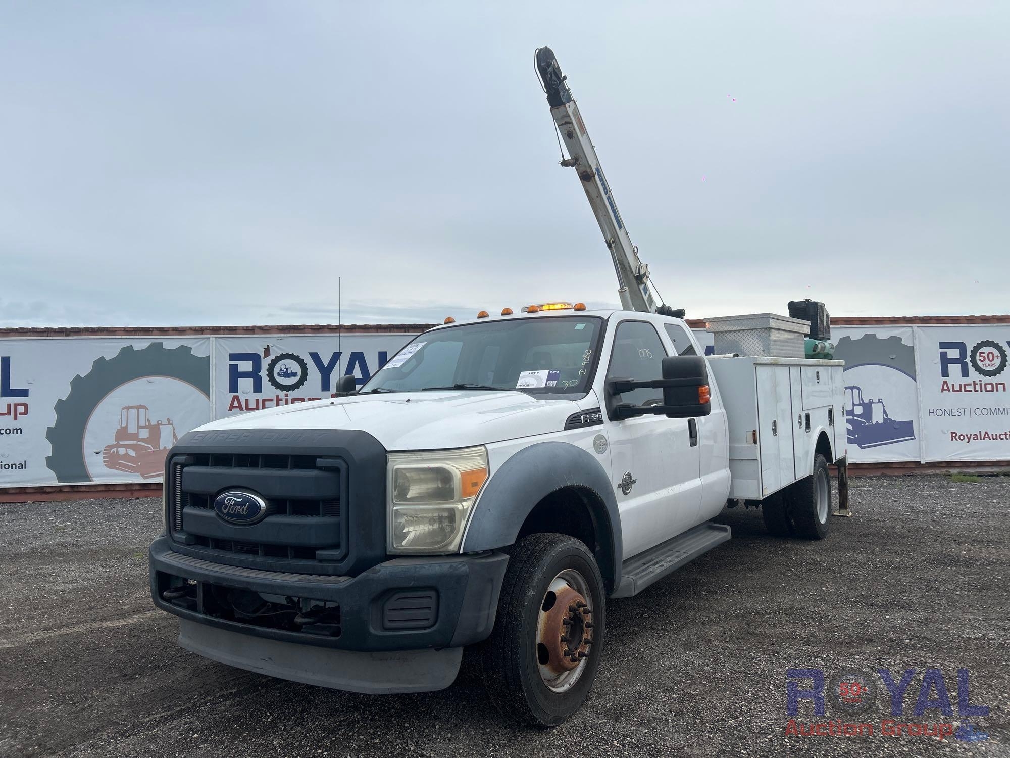 2013 Ford F-550 Ext. Cab 4x4 Auto Crane 6406H 6,400LB Crane Service Truck (A53422)