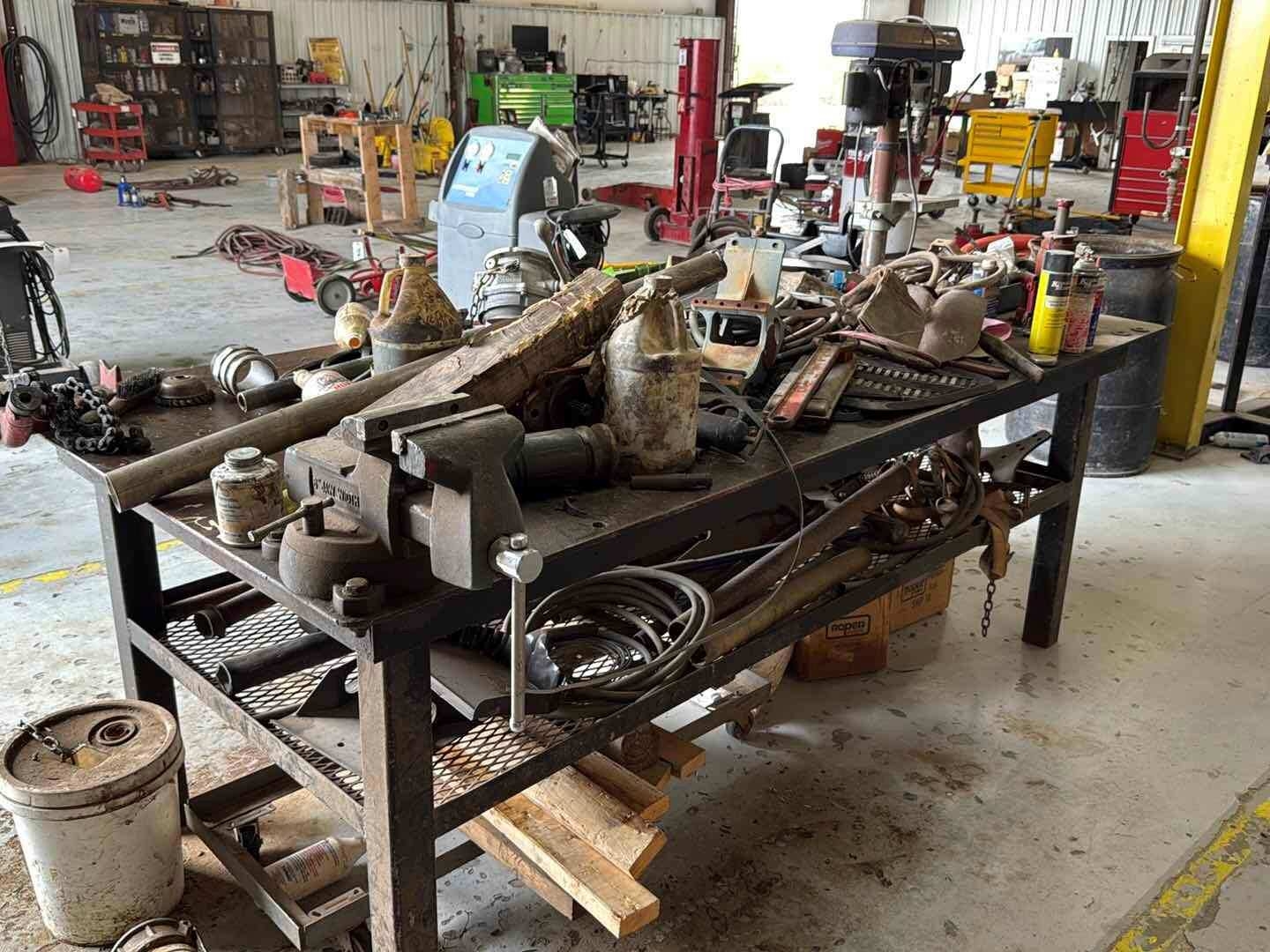METAL SHOP TABLE W/CONTENTS (A55745)