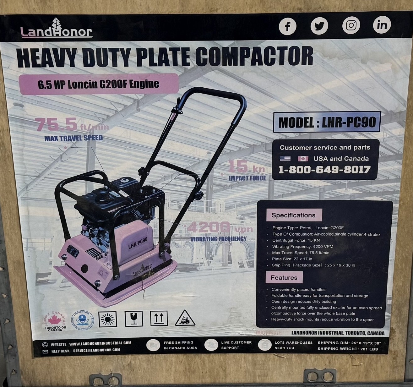 New Land Honor Heavy Duty Plate Compactor (A59000)