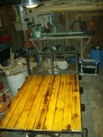 Varnished bed under heat lamp.JPG